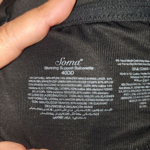 Soma Women’s Stunning Support Full Coverage Balconette Bra, Black, size 40DD - Picture 7 of 8